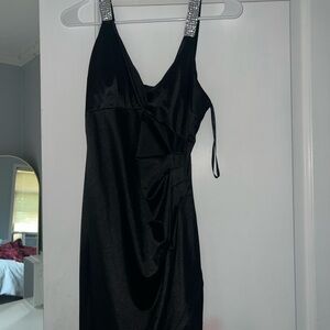 BCX Black Backless Dress with Silver Straps